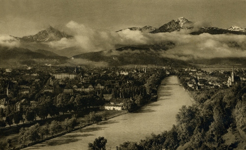 Innsbruck 1929, von der Weiherburg mit Serles und Saile