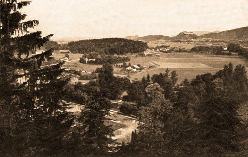 Salzburg 1925, Hellbrunn - Aussicht vom Volkskundemuseum im Monatschlösschen